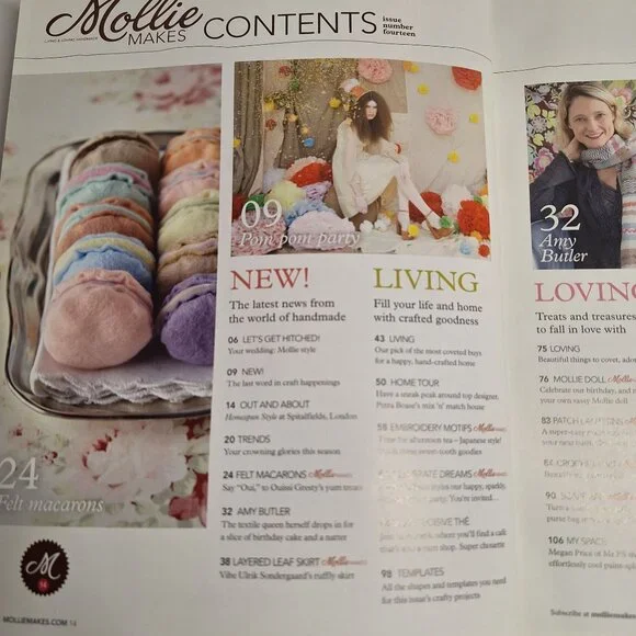 Mollie Makes Issue 14 2012 Magazine Felted Macrons Handmade Fun DIY Projects - Picture 3 of 12